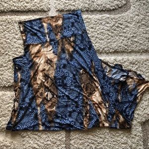 Lularoe Maxi Skirt Blue and Snakeskin Print